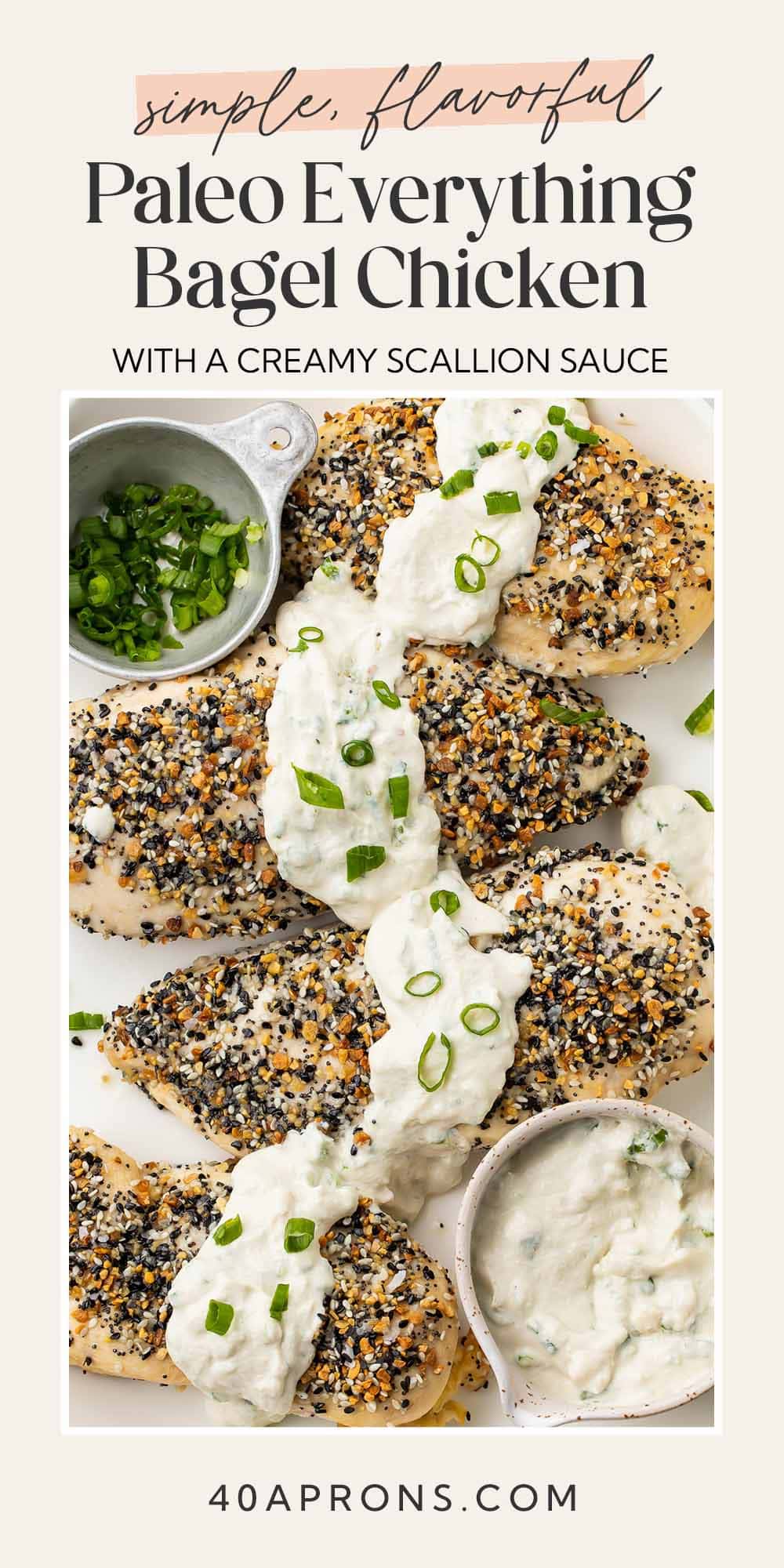 Pin graphic for Whole30 everything bagel chicken.