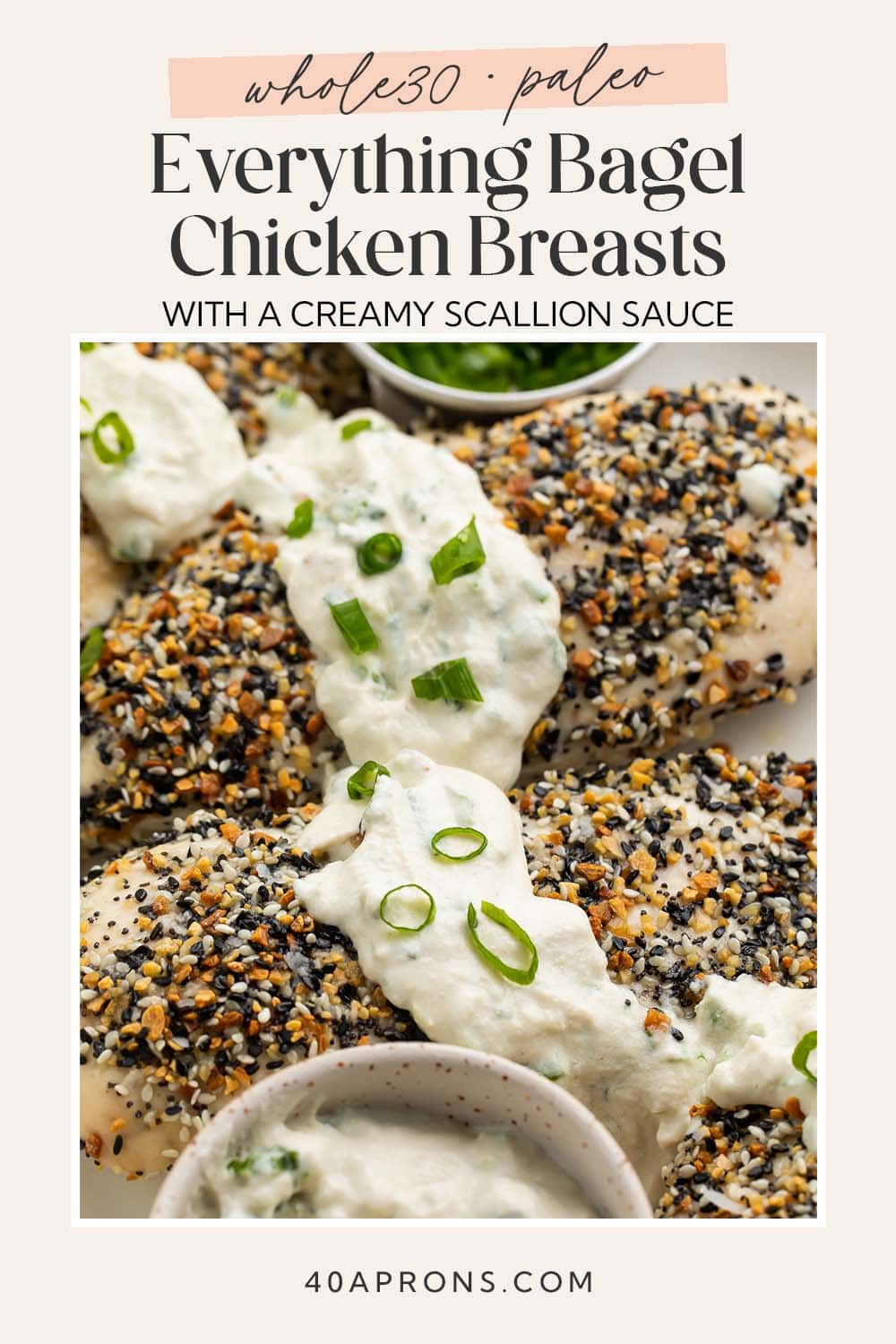 Pin graphic for Whole30 everything bagel chicken.