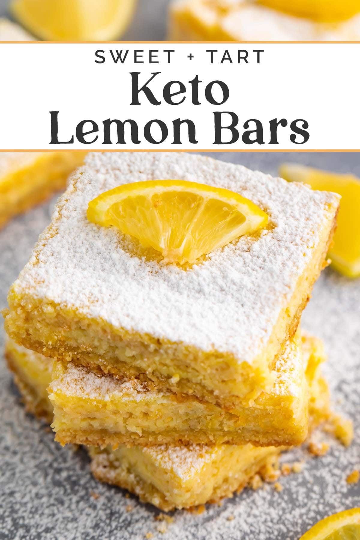 Pin graphic for keto lemon bars.