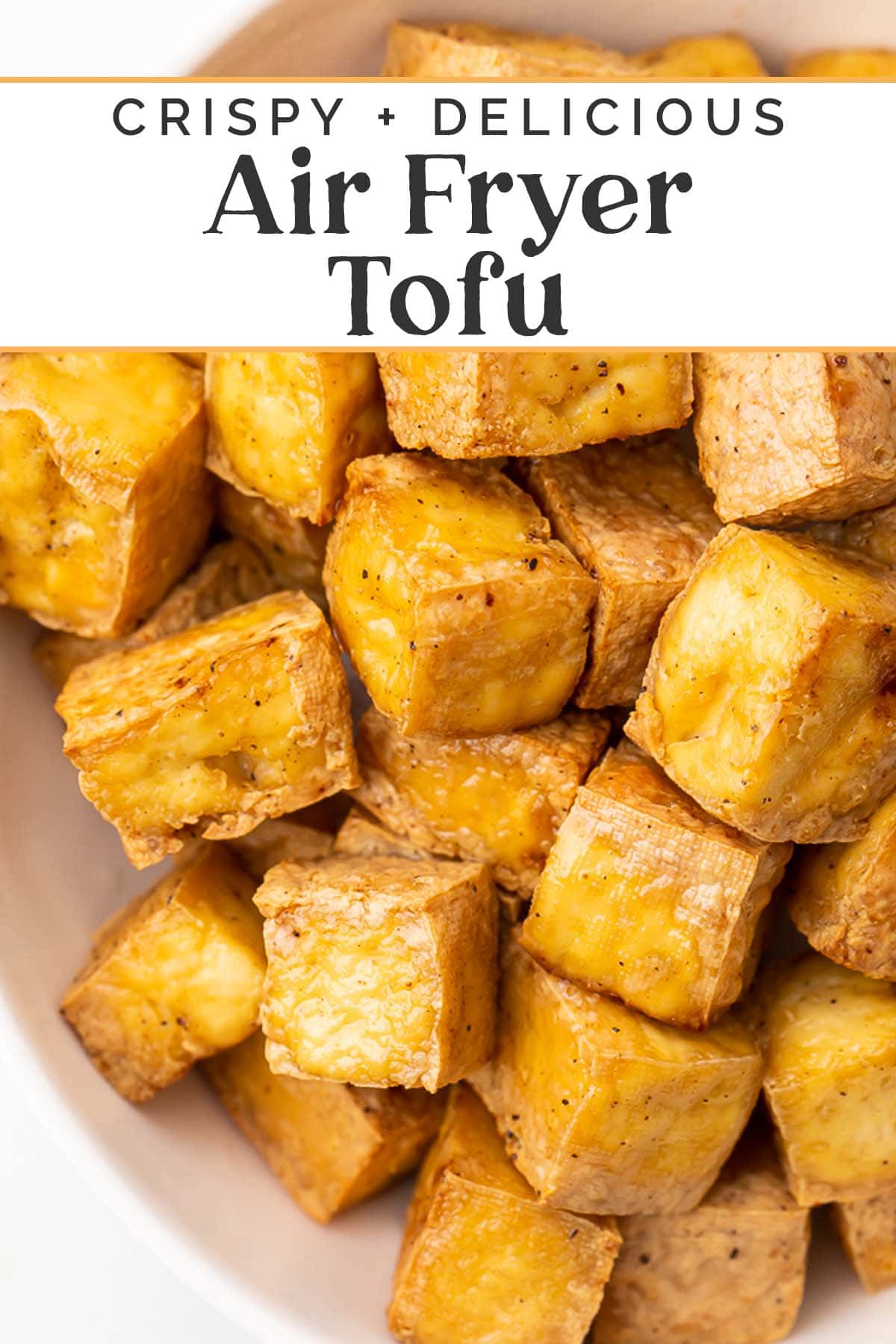 Pin graphic for air fryer tofu.