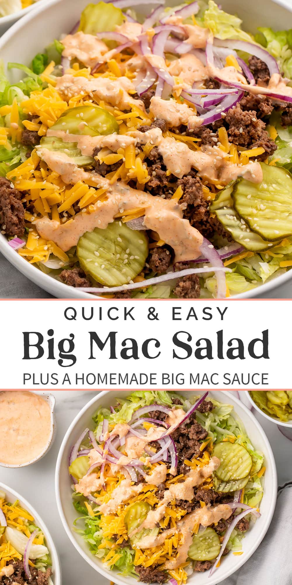 Pin graphic for big mac salad.