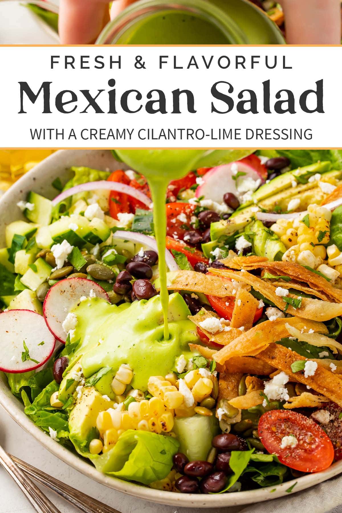 Pin graphic for Mexican salad.