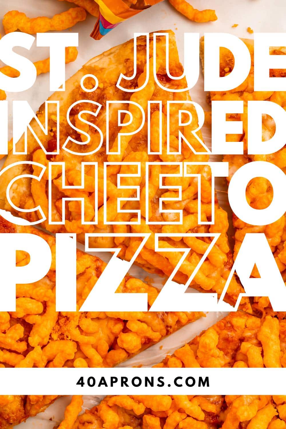 Pin graphic for cheeto pizza.