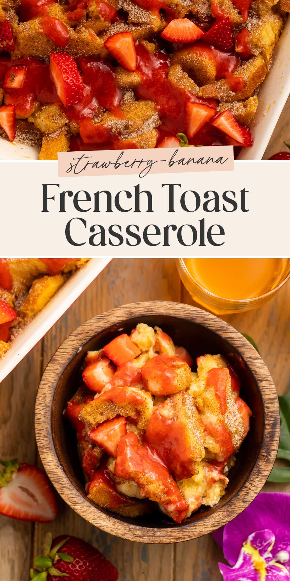 Pin graphic for Tonga Toast french toast casserole.