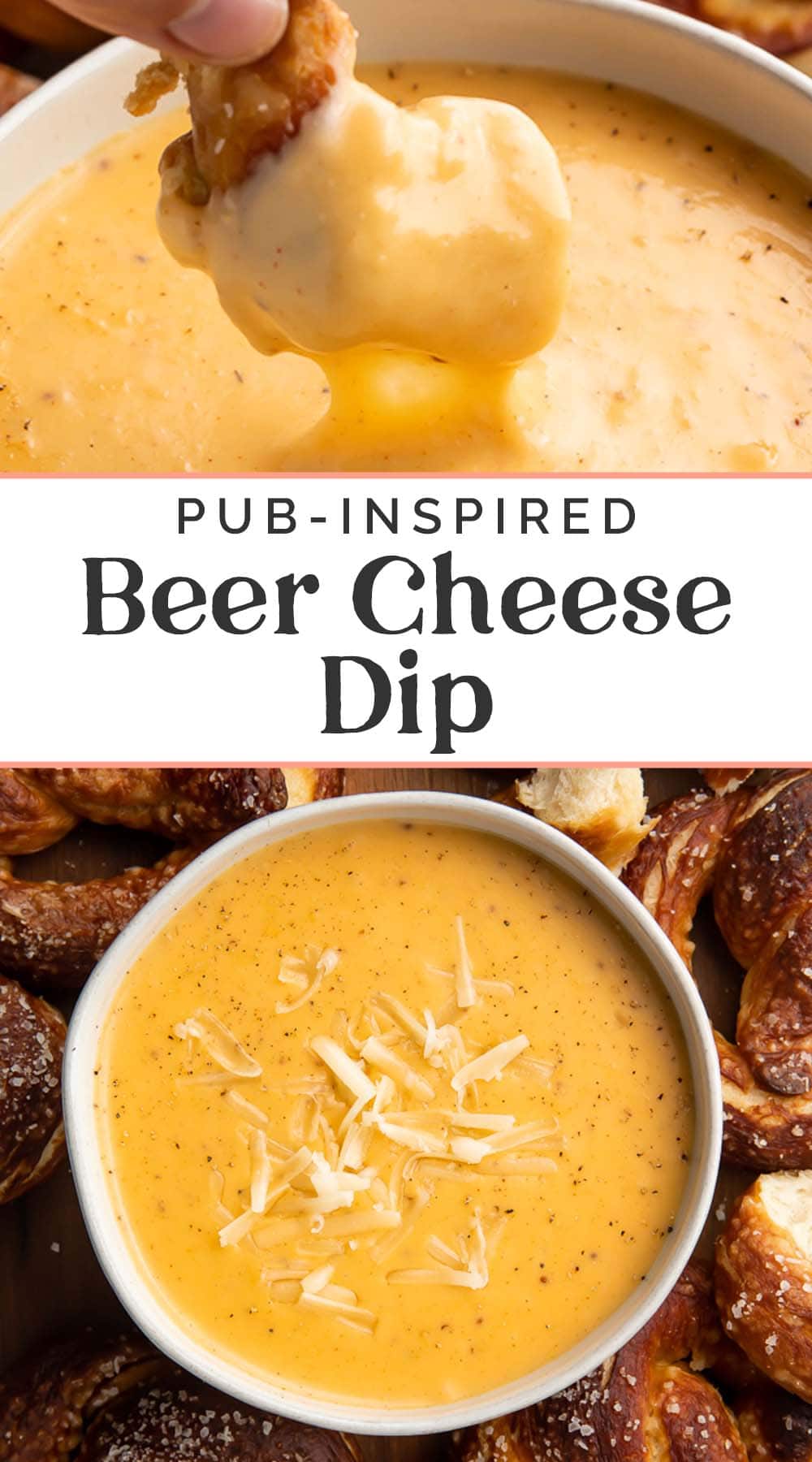 Pin graphic for beer cheese dip.