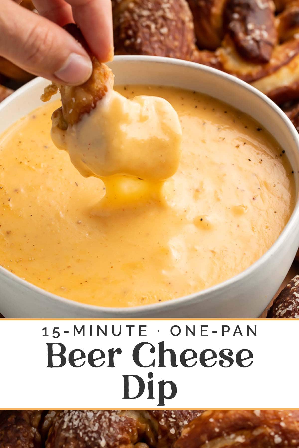 Pin graphic for beer cheese dip.