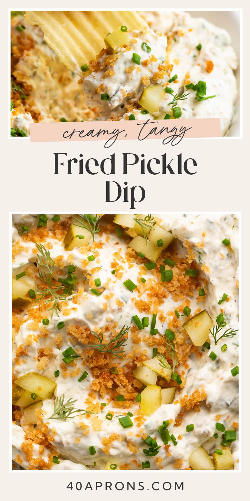 Pin graphic for fried pickle dip.