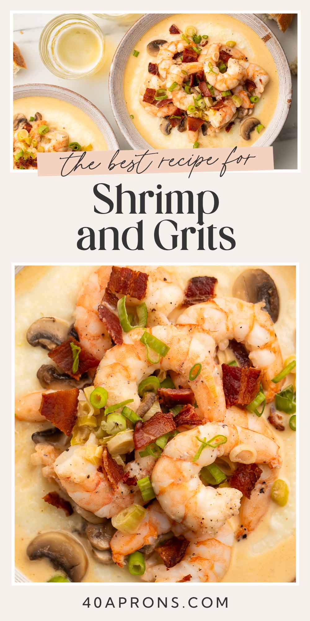 Pin graphic for shrimp and grits.