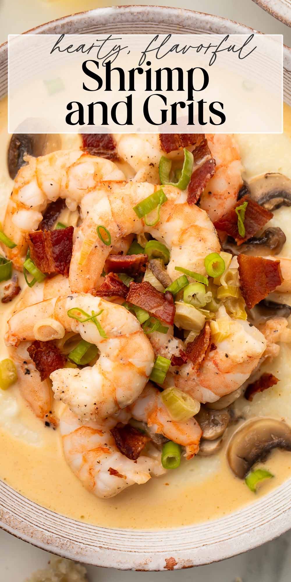 Pin graphic for shrimp and grits.