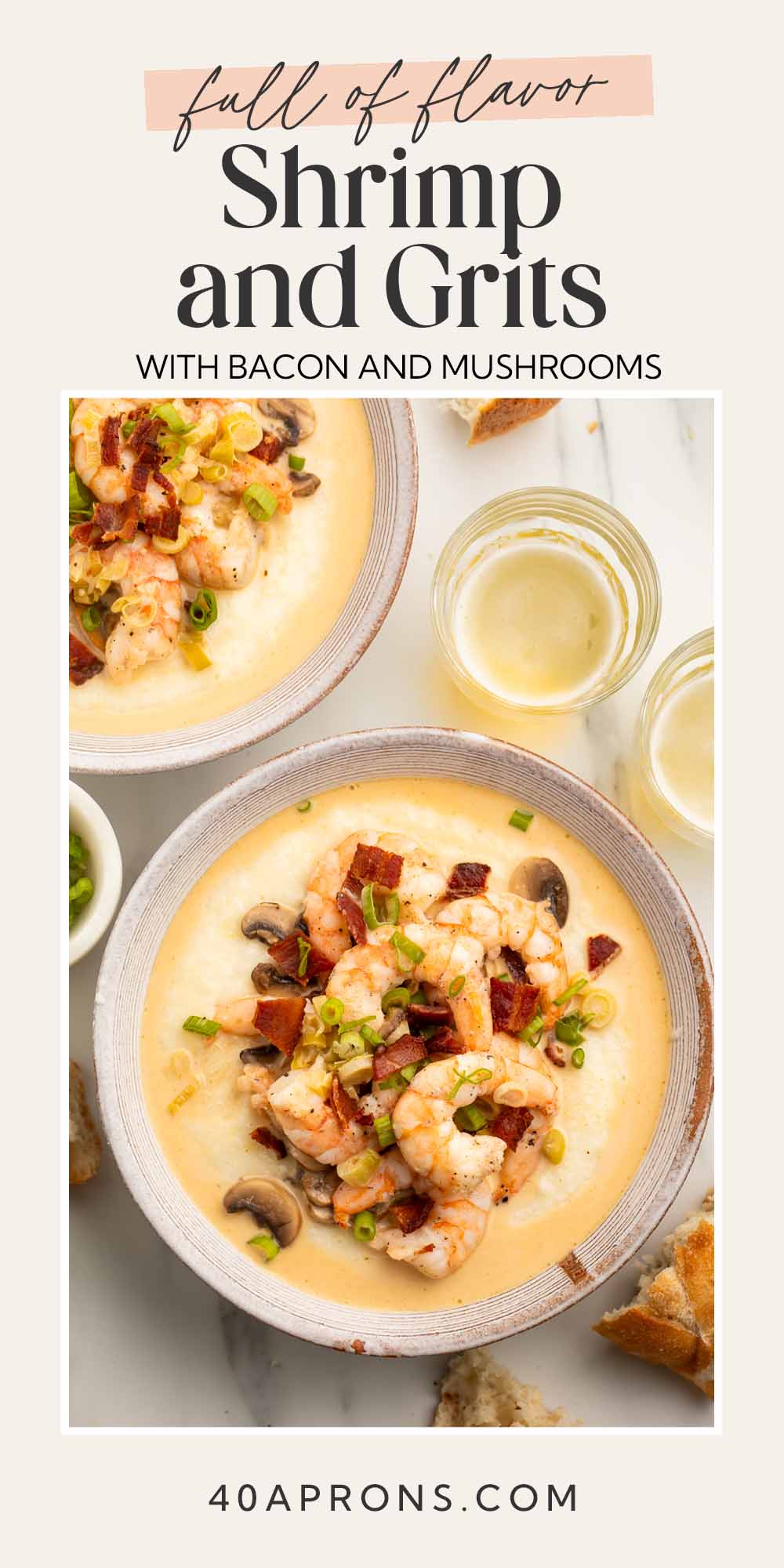 Pin graphic for shrimp and grits.