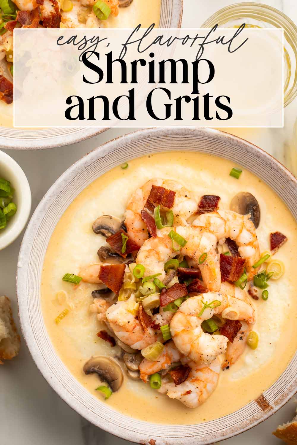 Pin graphic for shrimp and grits.