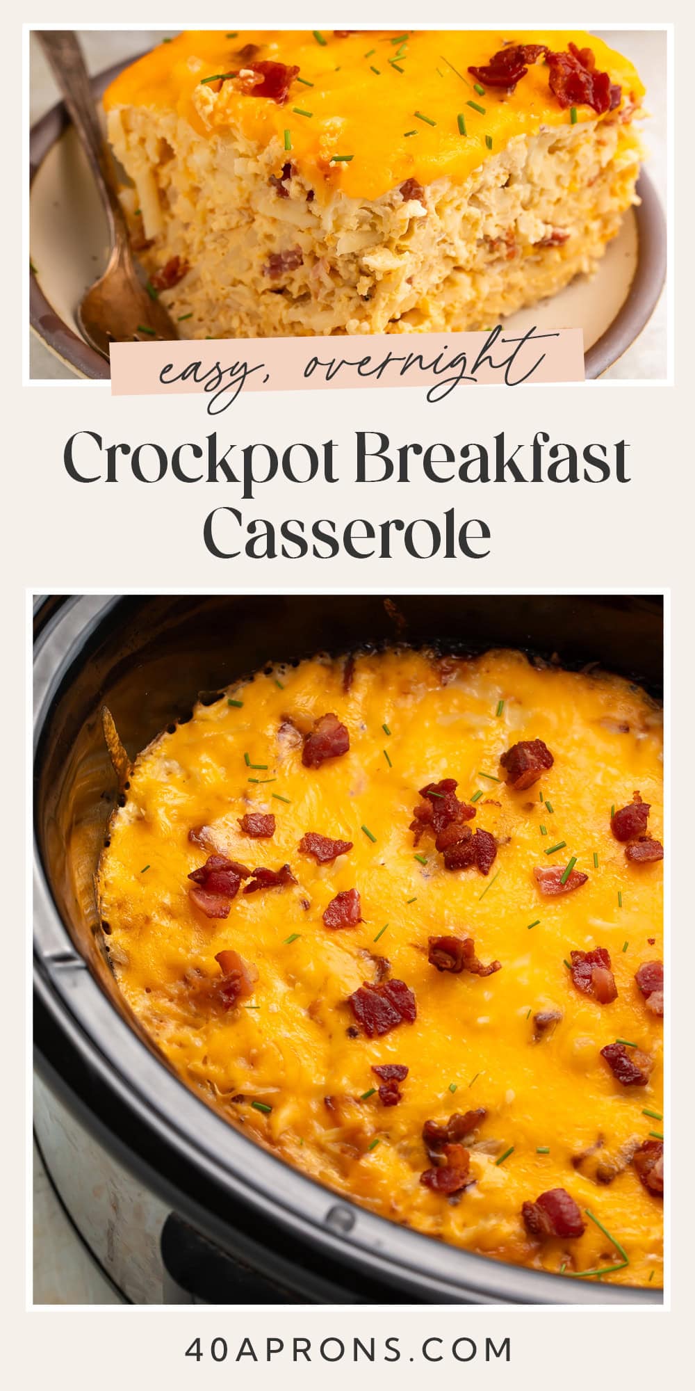 Pin graphic for Crockpot breakfast casserole.