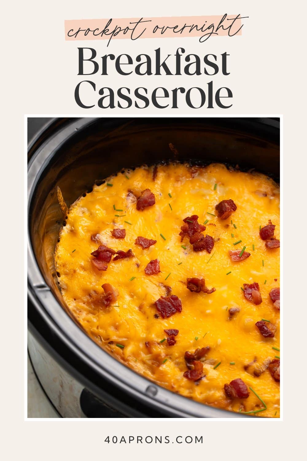 Pin graphic for Crockpot breakfast casserole.