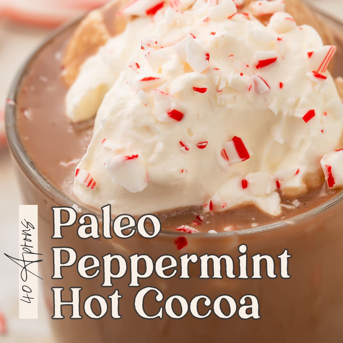 Pin graphic for paleo peppermint hot chocolate.