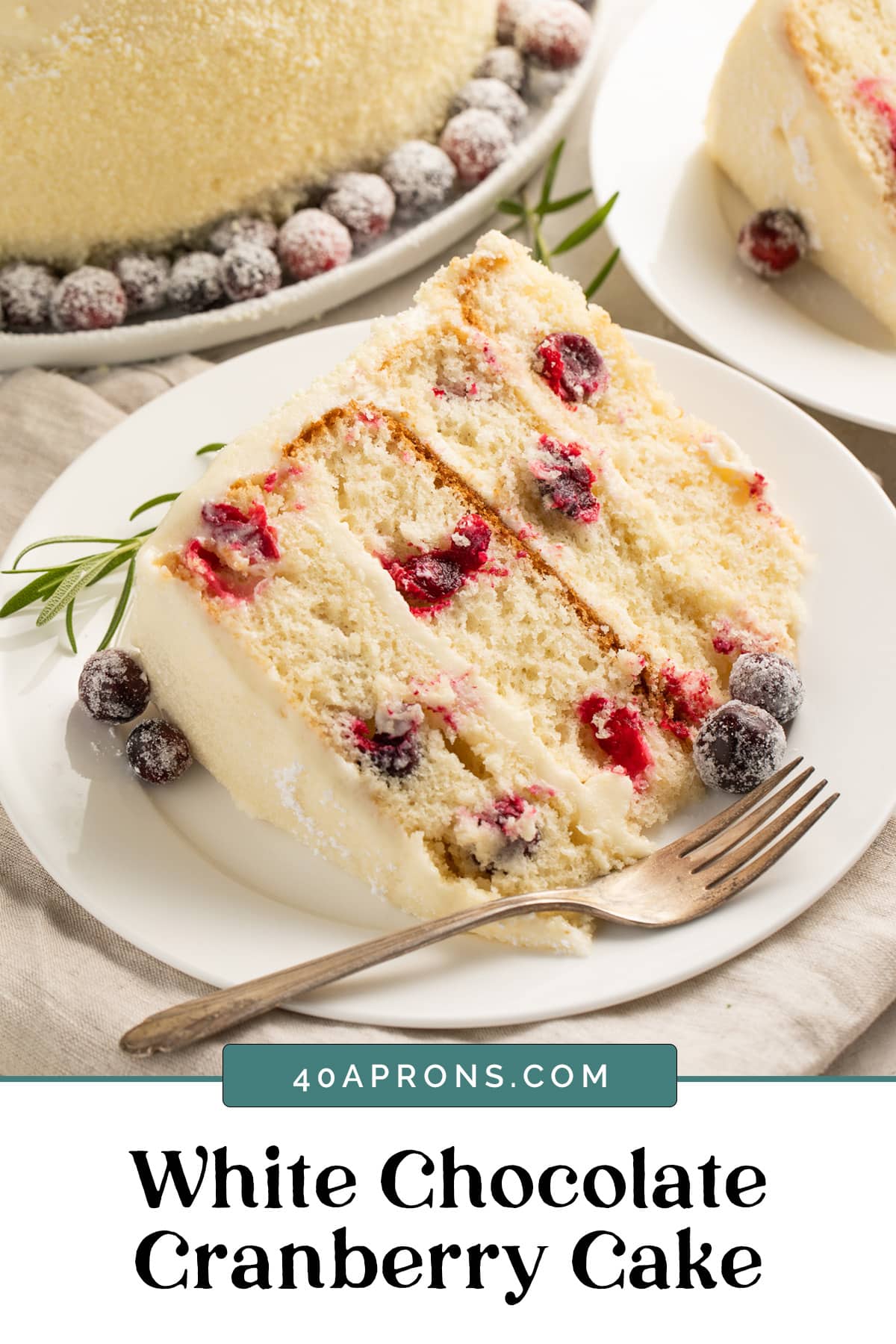 Graphic for cranberry white chocolate cake.