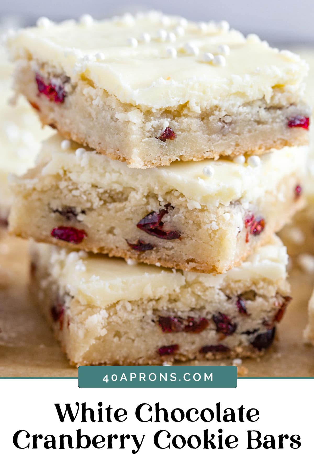 Graphic for cranberry white chocolate cookie bars.