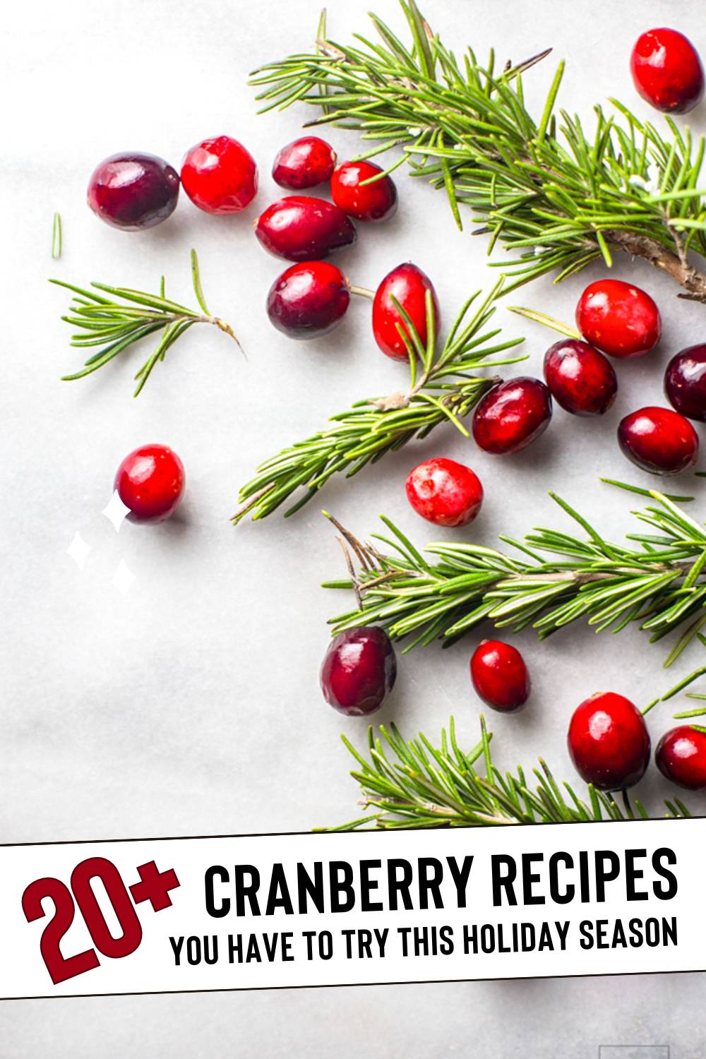 Pin graphic for cranberry recipes roundup.