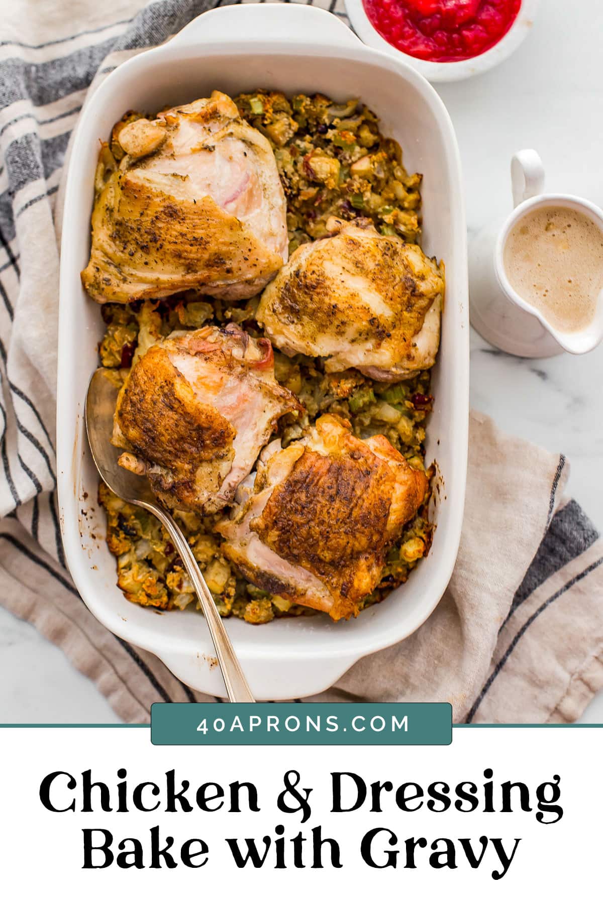 Graphic for Chicken and dressing bake with gravy.