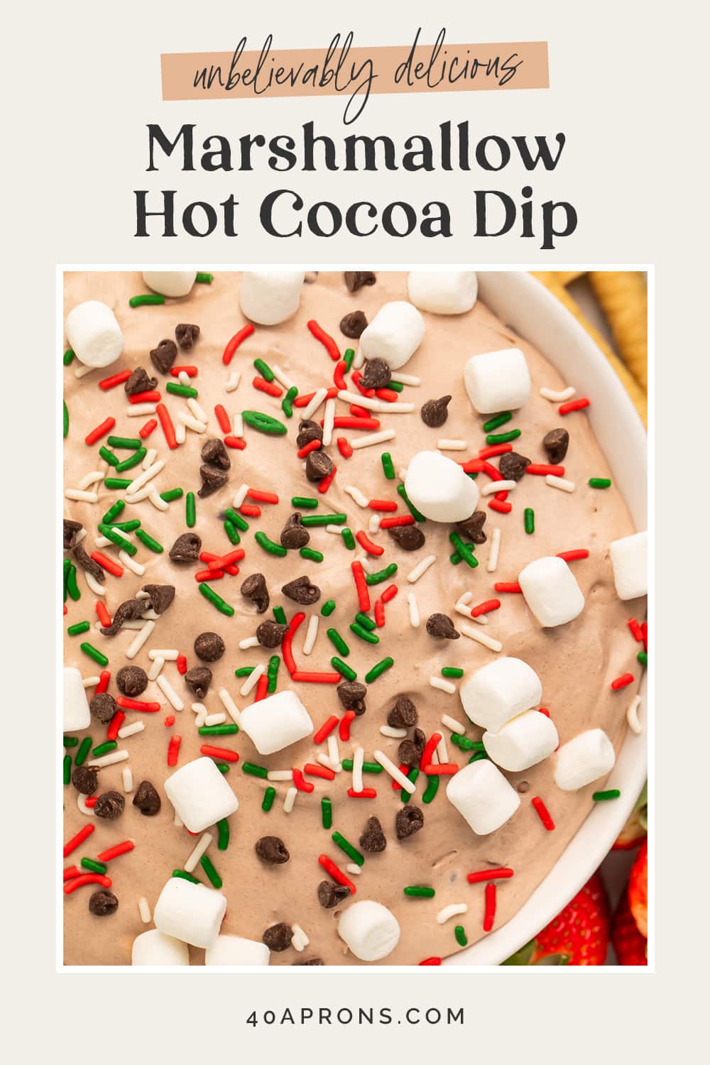 Pin graphic for hot cocoa dip.