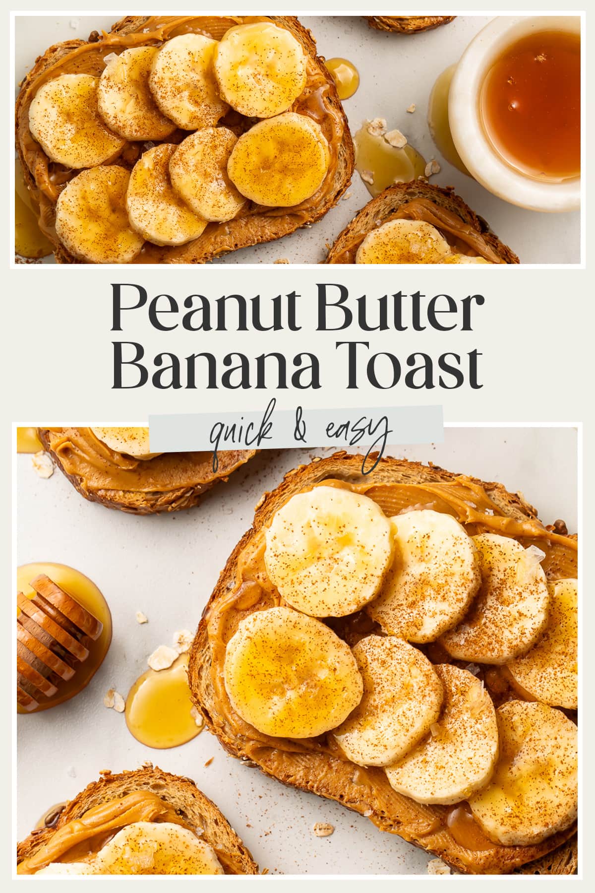 Pin graphic for peanut butter banana toast.