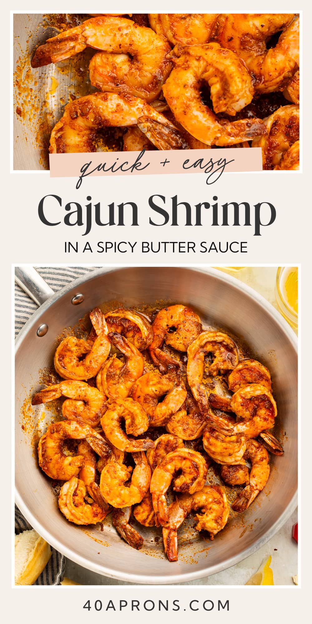 Pin graphic for Cajun shrimp.