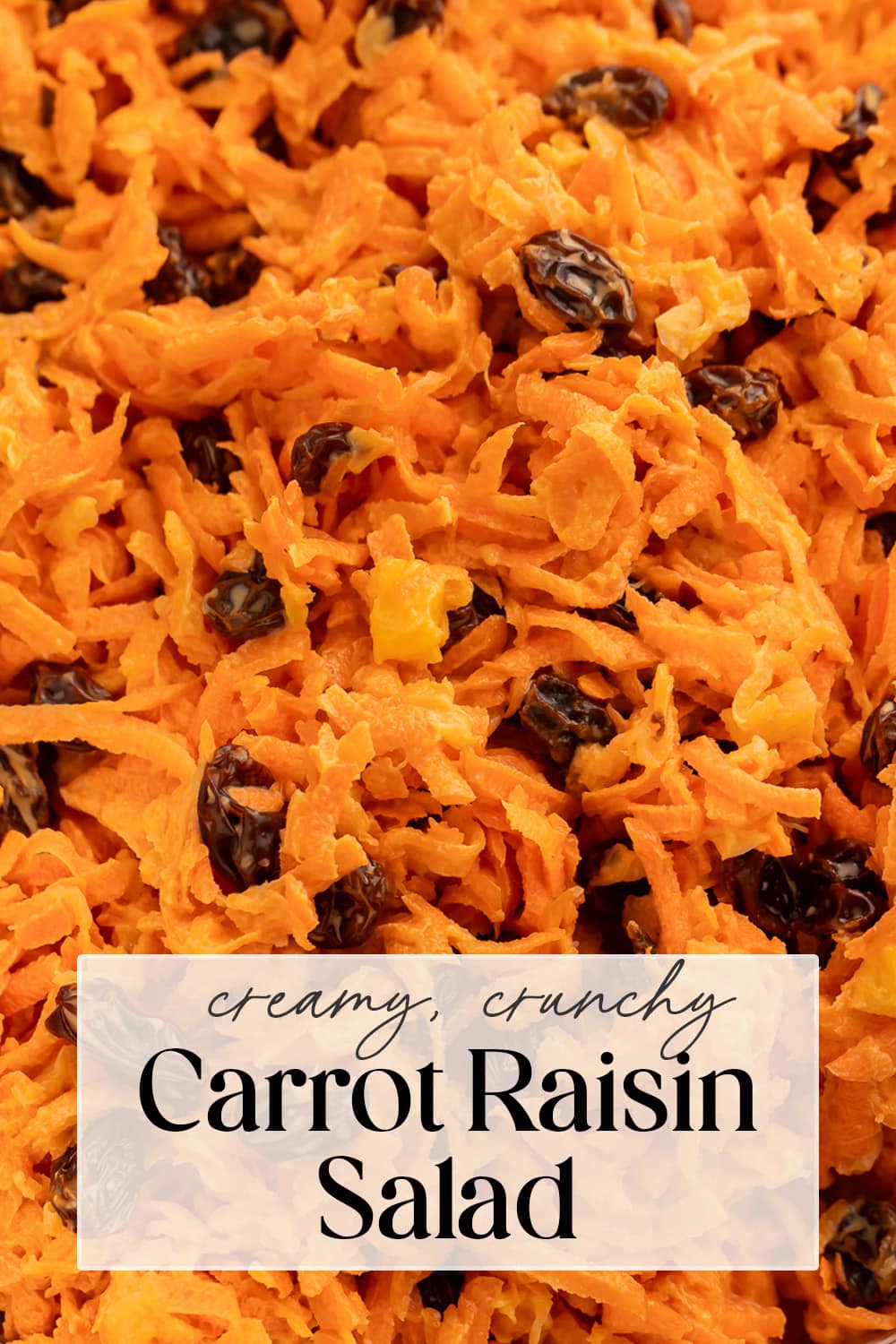 Pin graphic for carrot raisin salad.