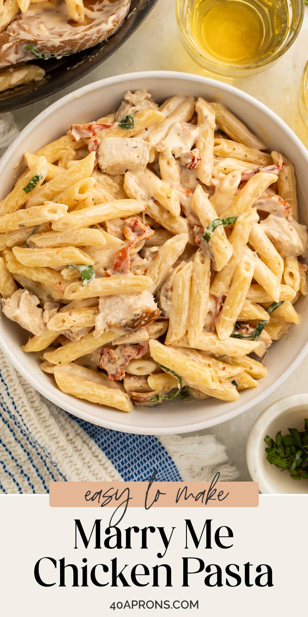 Pin graphic for marry me chicken pasta.