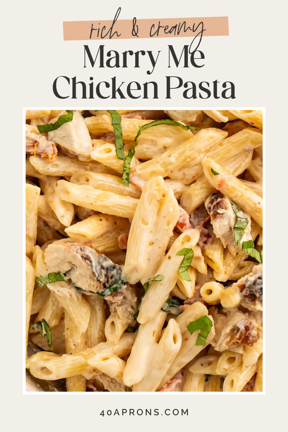Pin graphic for marry me chicken pasta.