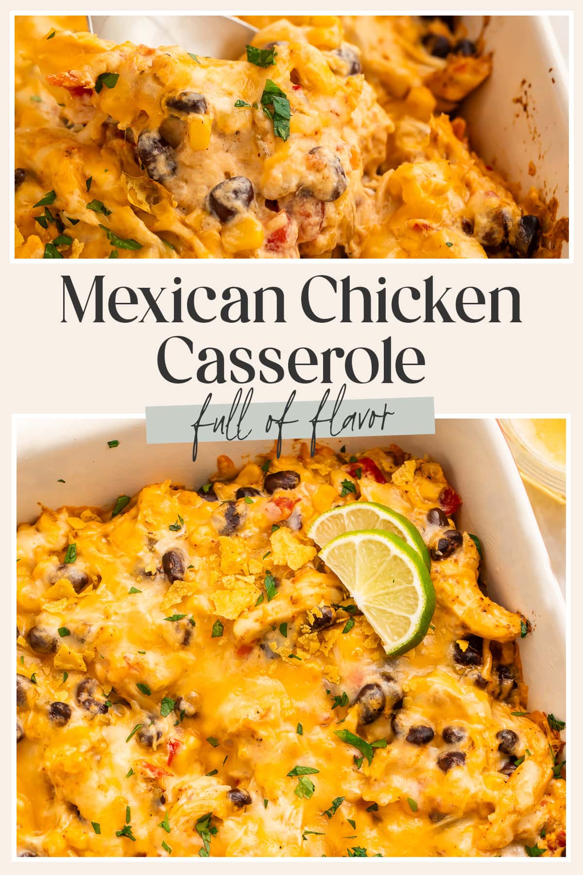Pin graphic for Mexican chicken casserole.
