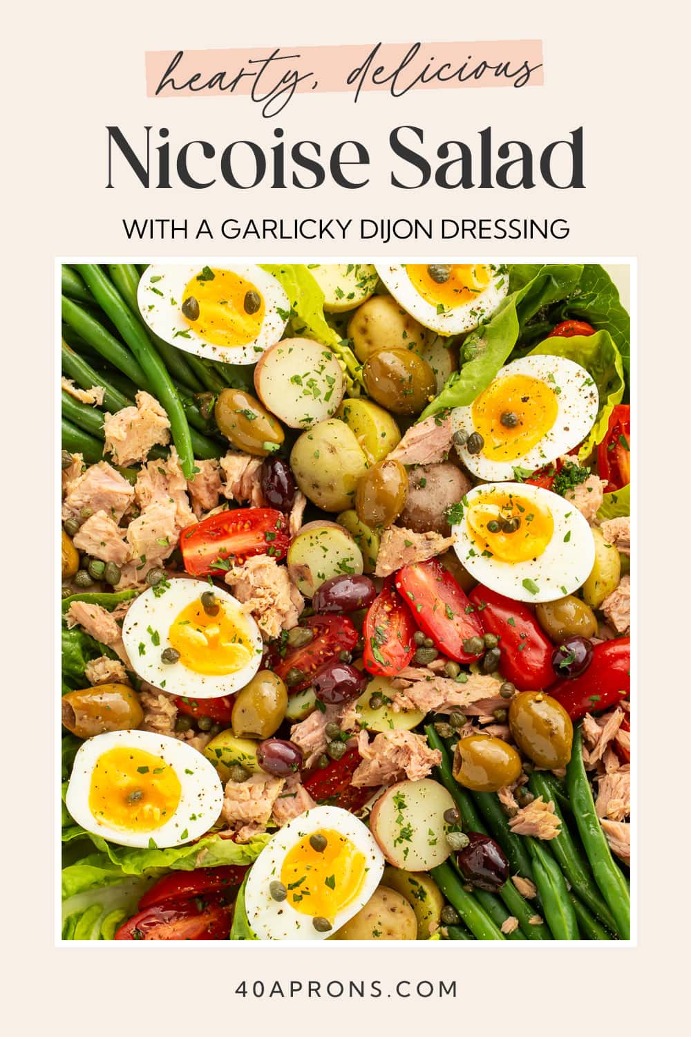 Pin graphic for nicoise salad.