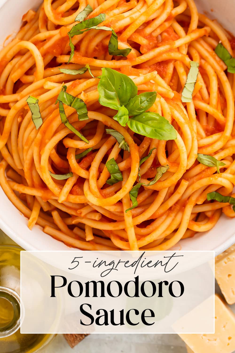 Pin graphic for pomodoro sauce.