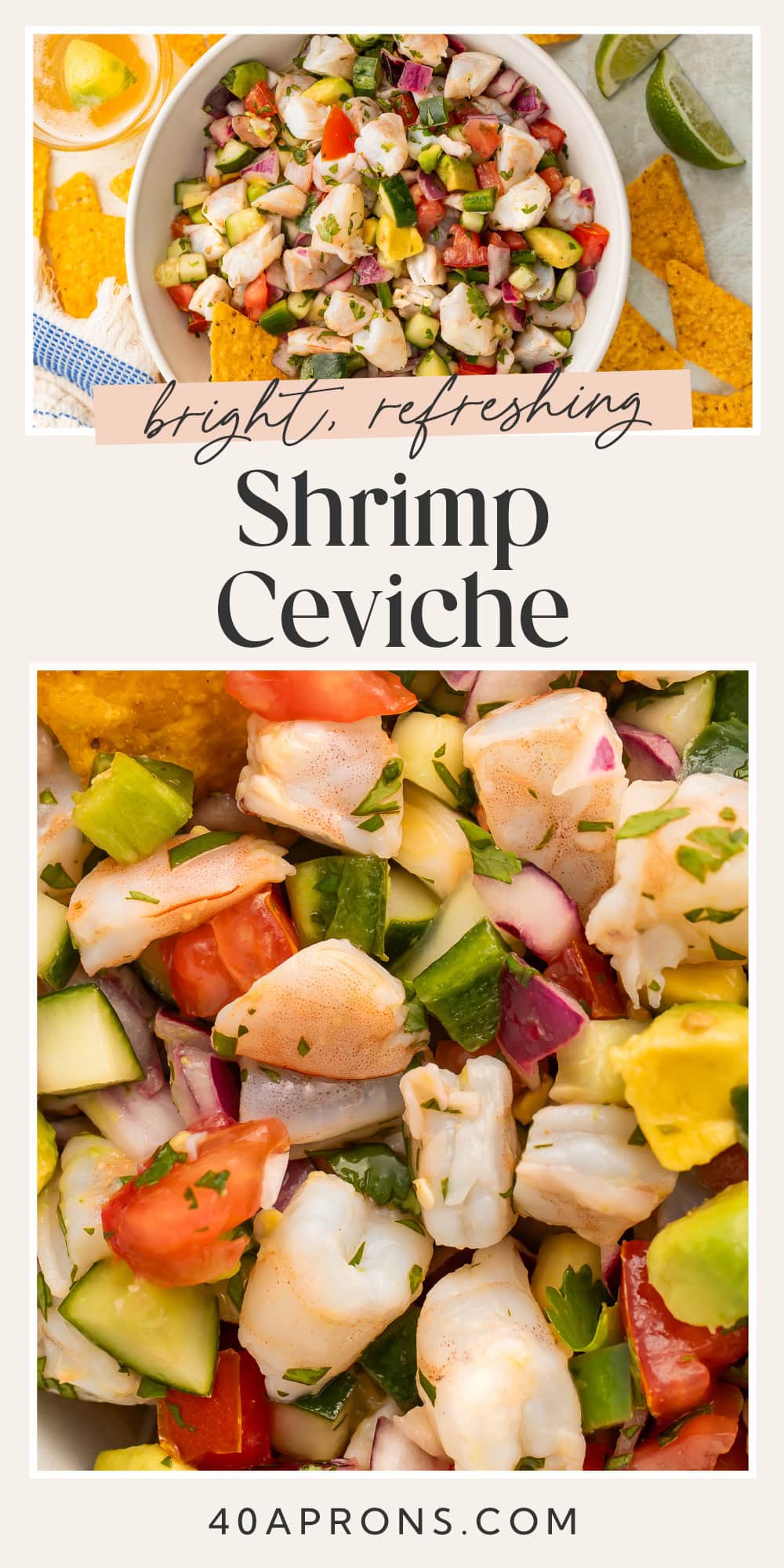 Pin graphic for shrimp ceviche.