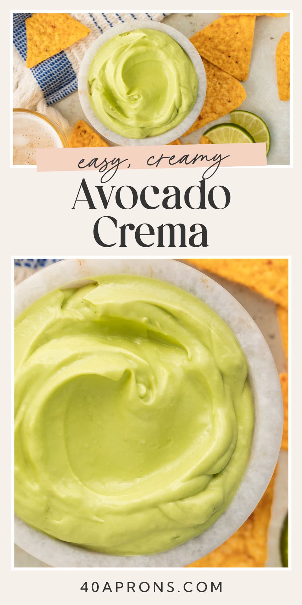 Pin graphic for avocado crema.