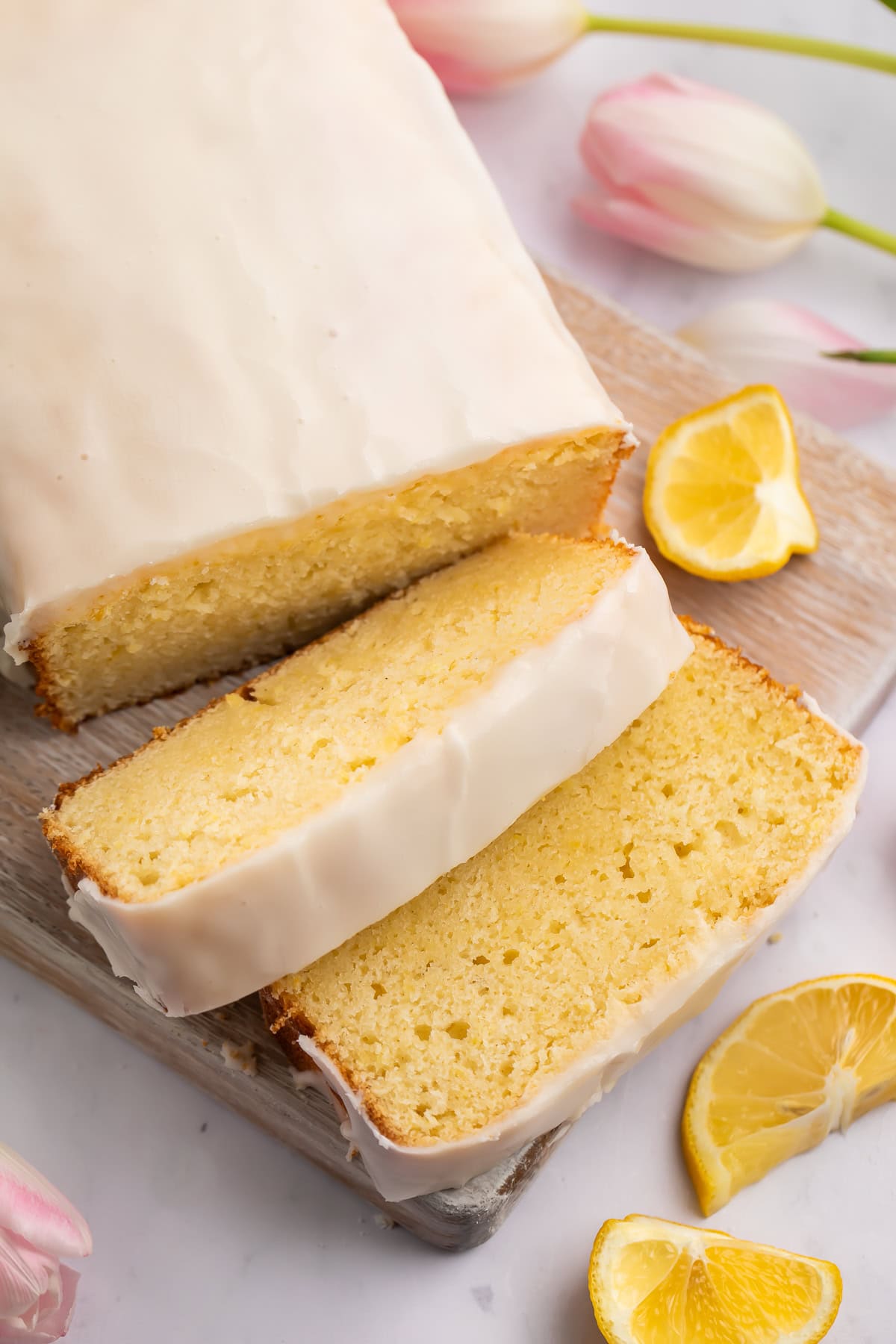 Gluten-free iced lemon pound cake.