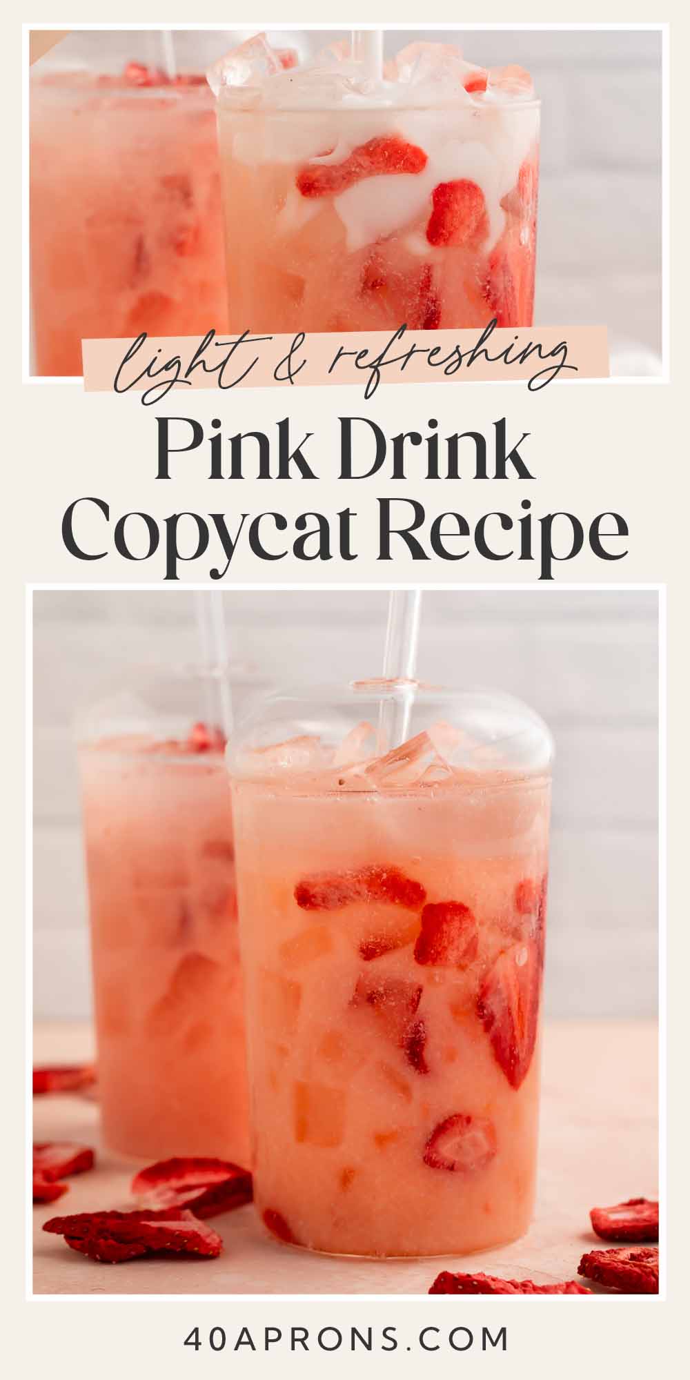 Pin graphic for pink drink recipe.