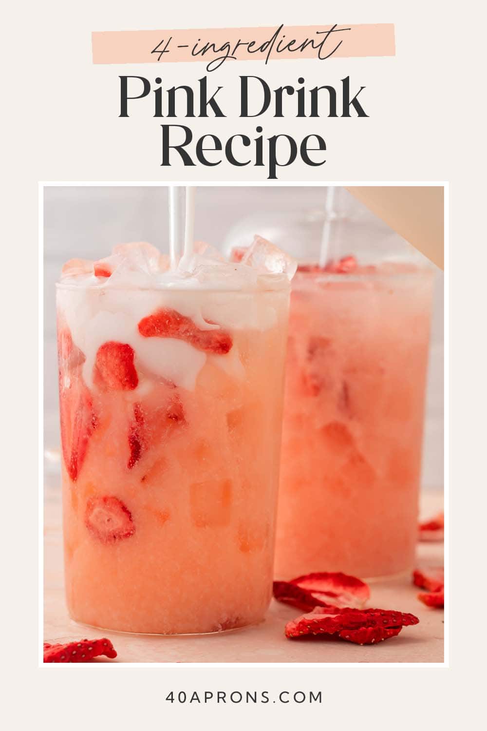 Pin graphic for pink drink recipe.
