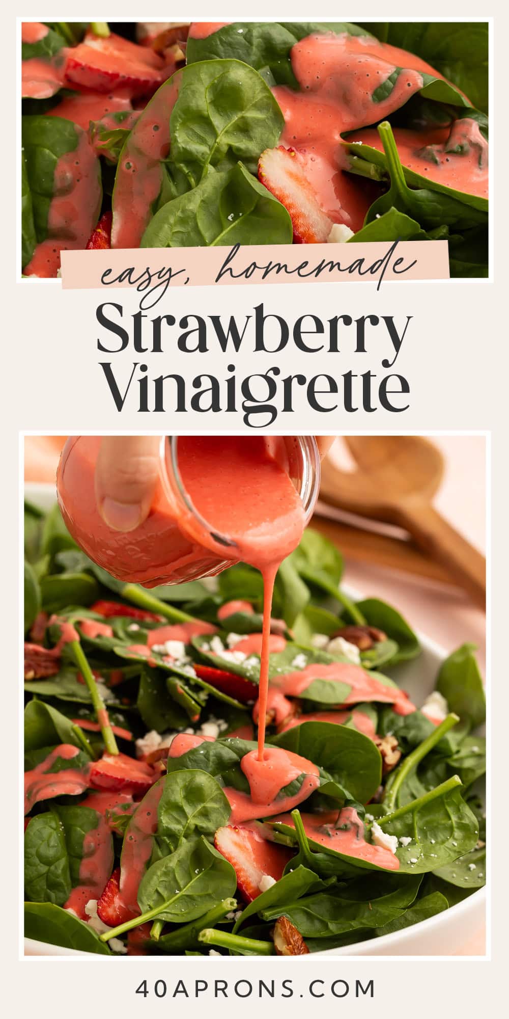 Pin graphic for strawberry vinaigrette.