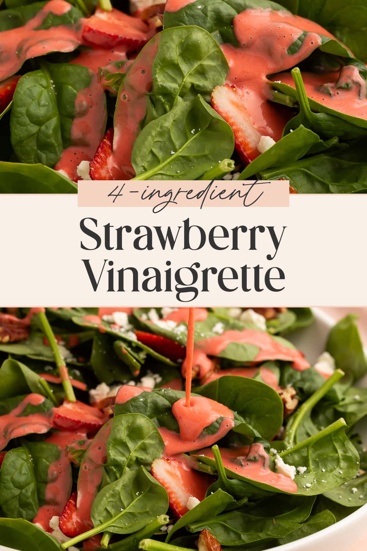 Pin graphic for strawberry vinaigrette.