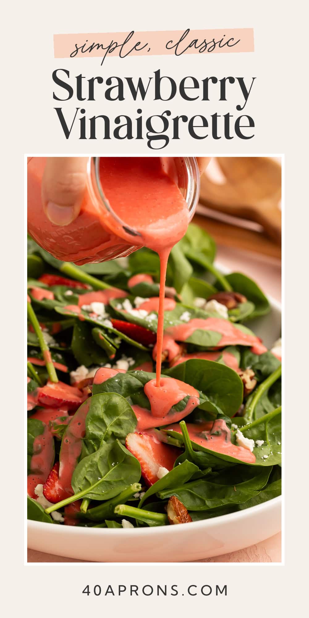 Pin graphic for strawberry vinaigrette.