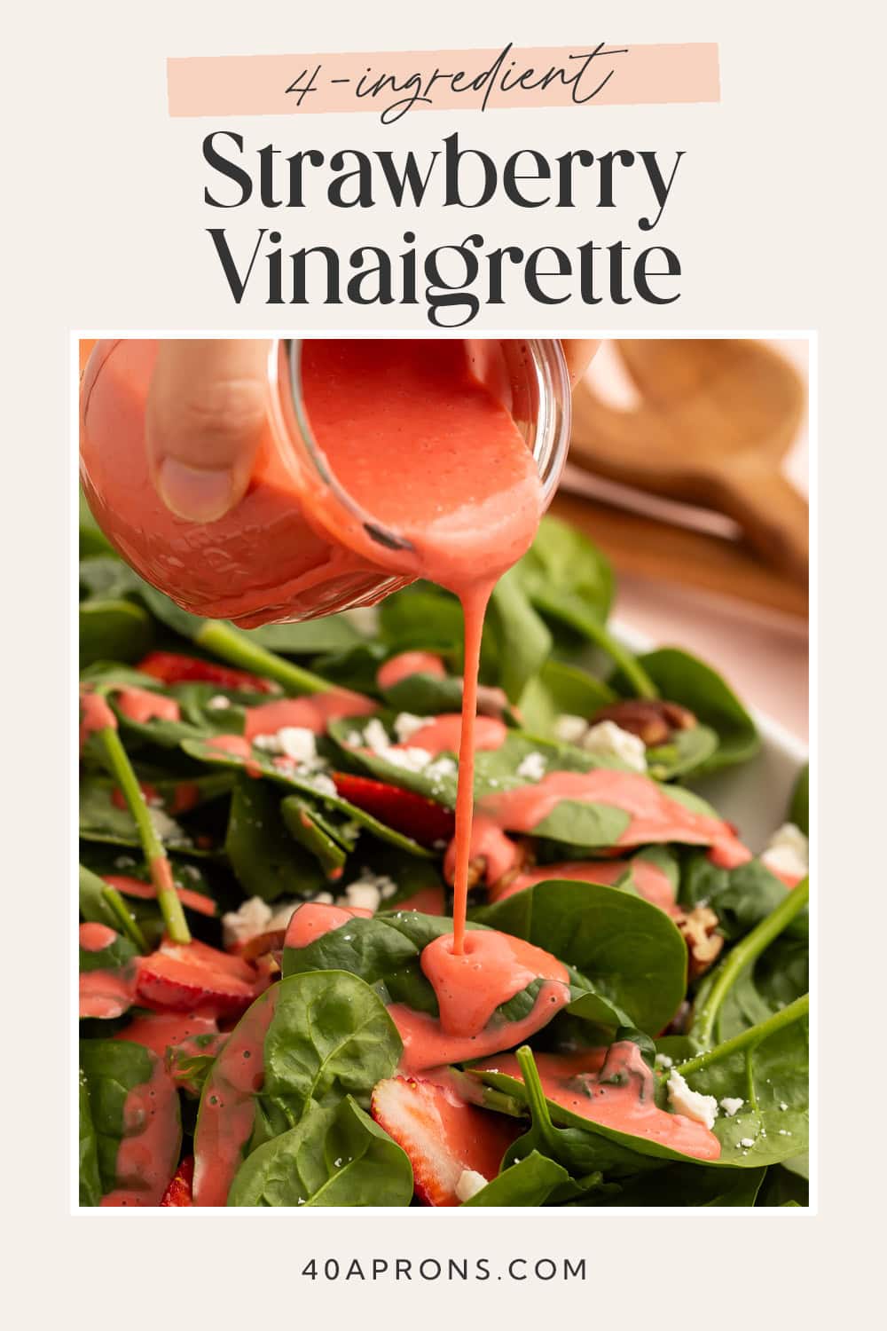 Pin graphic for strawberry vinaigrette.