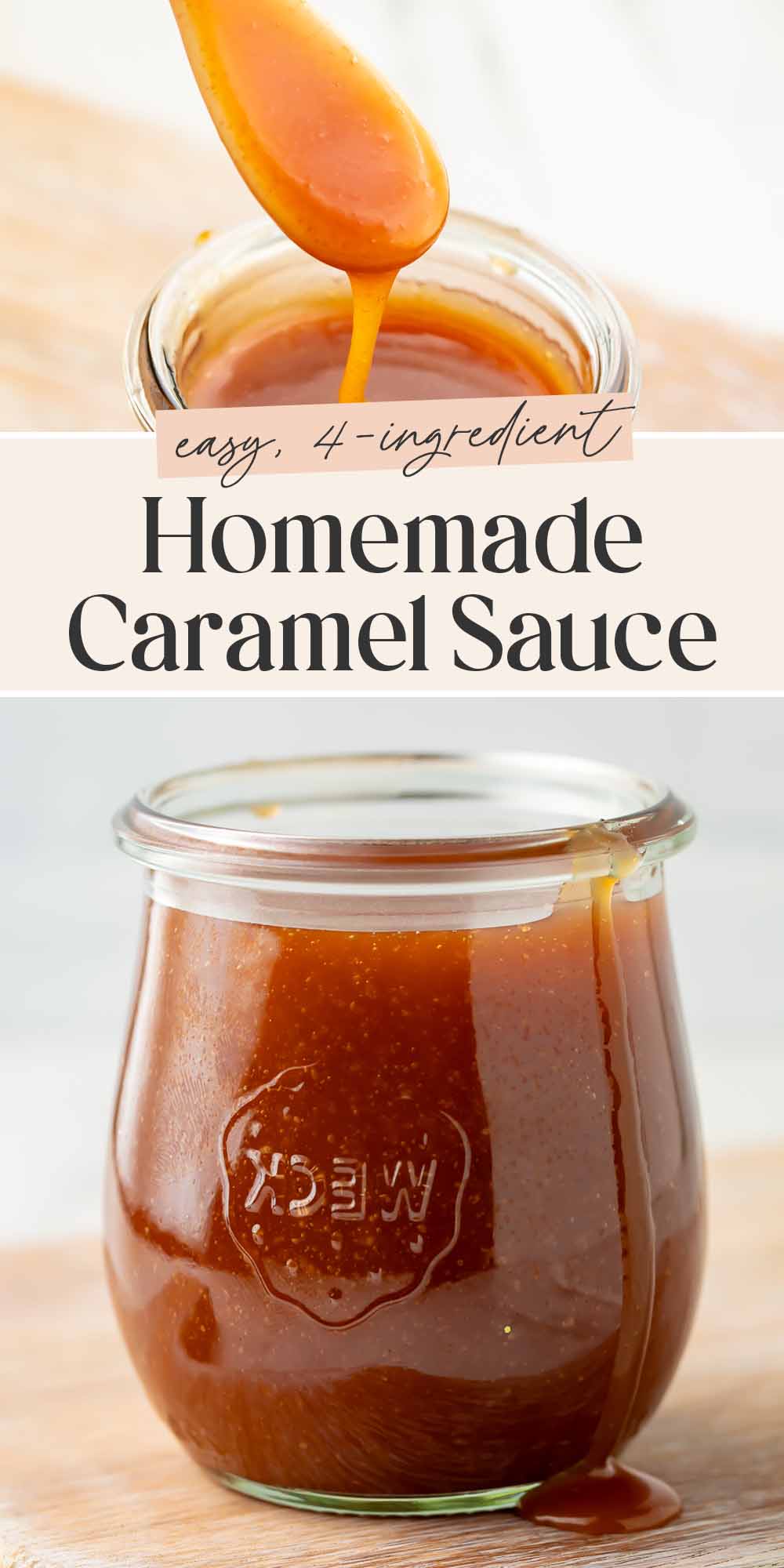 Pin graphic for easy caramel sauce.