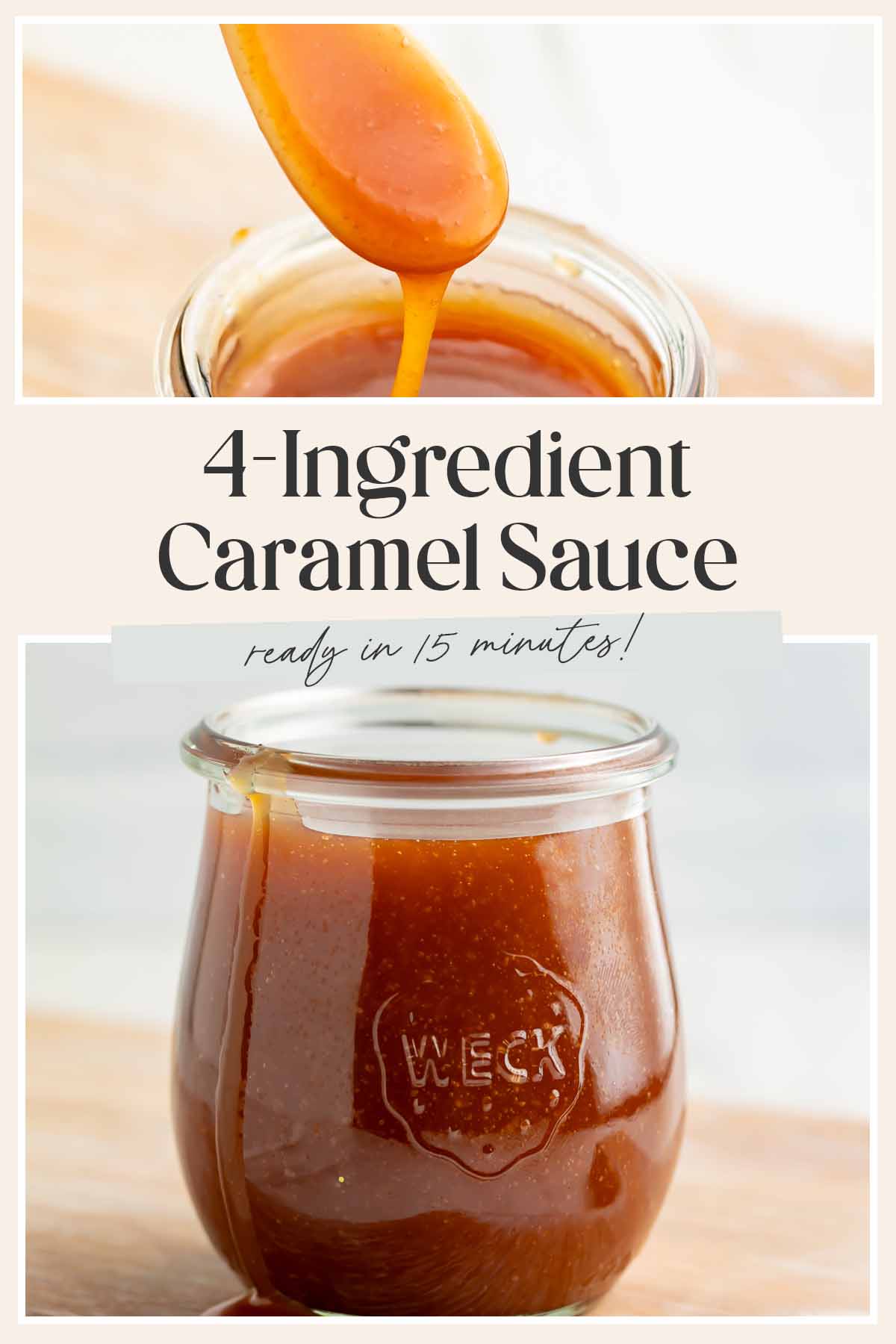 Pin graphic for easy caramel sauce.