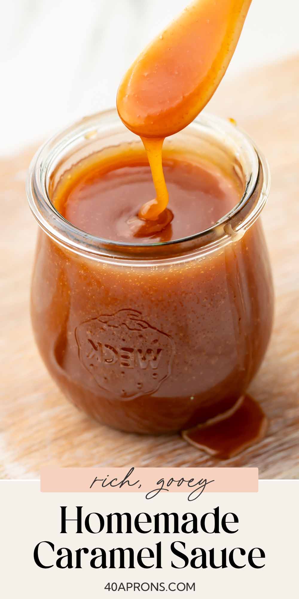 Pin graphic for easy caramel sauce.