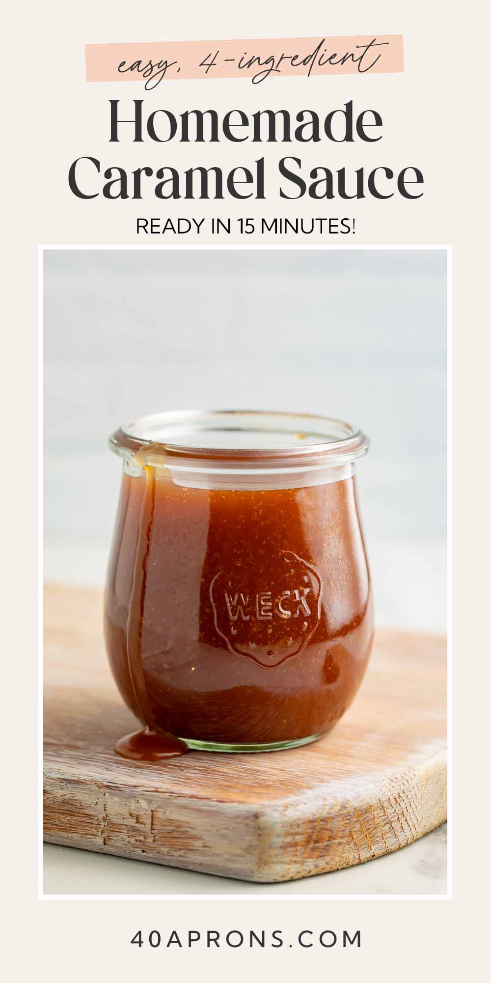 Pin graphic for easy caramel sauce.