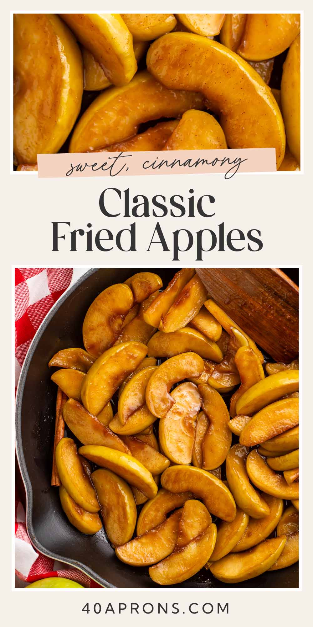 Pin graphic for fried apples.