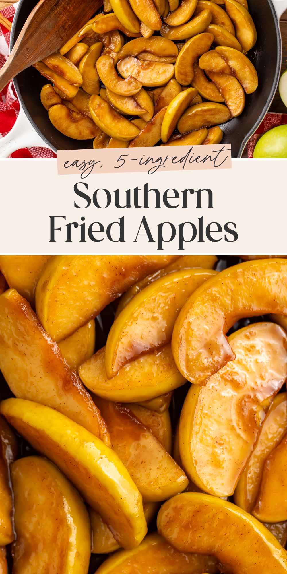 Pin graphic for fried apples.