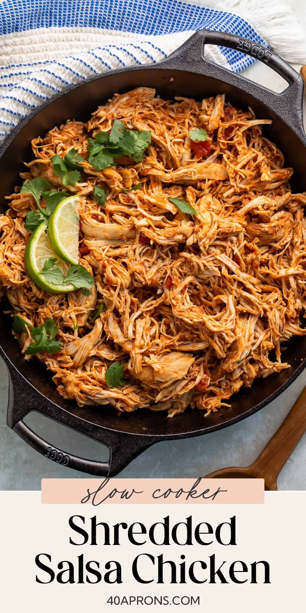 Pin graphic for slow cooker Mexican shredded chicken.