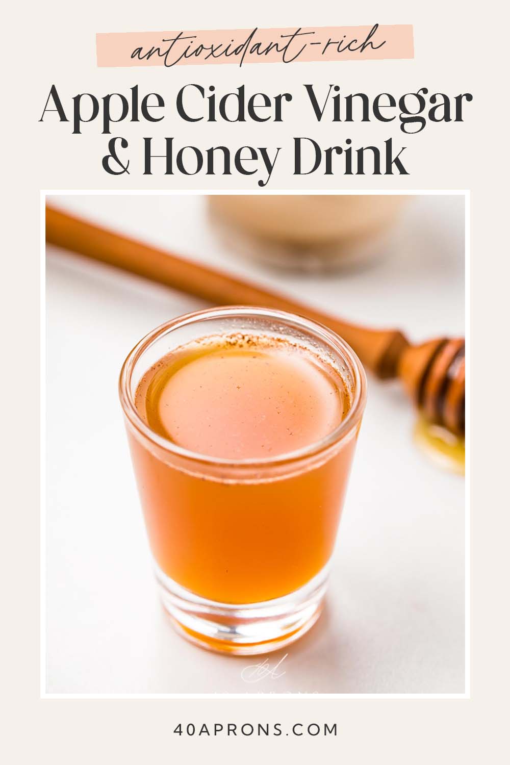 Pin graphic for apple cider vinegar honey shot.