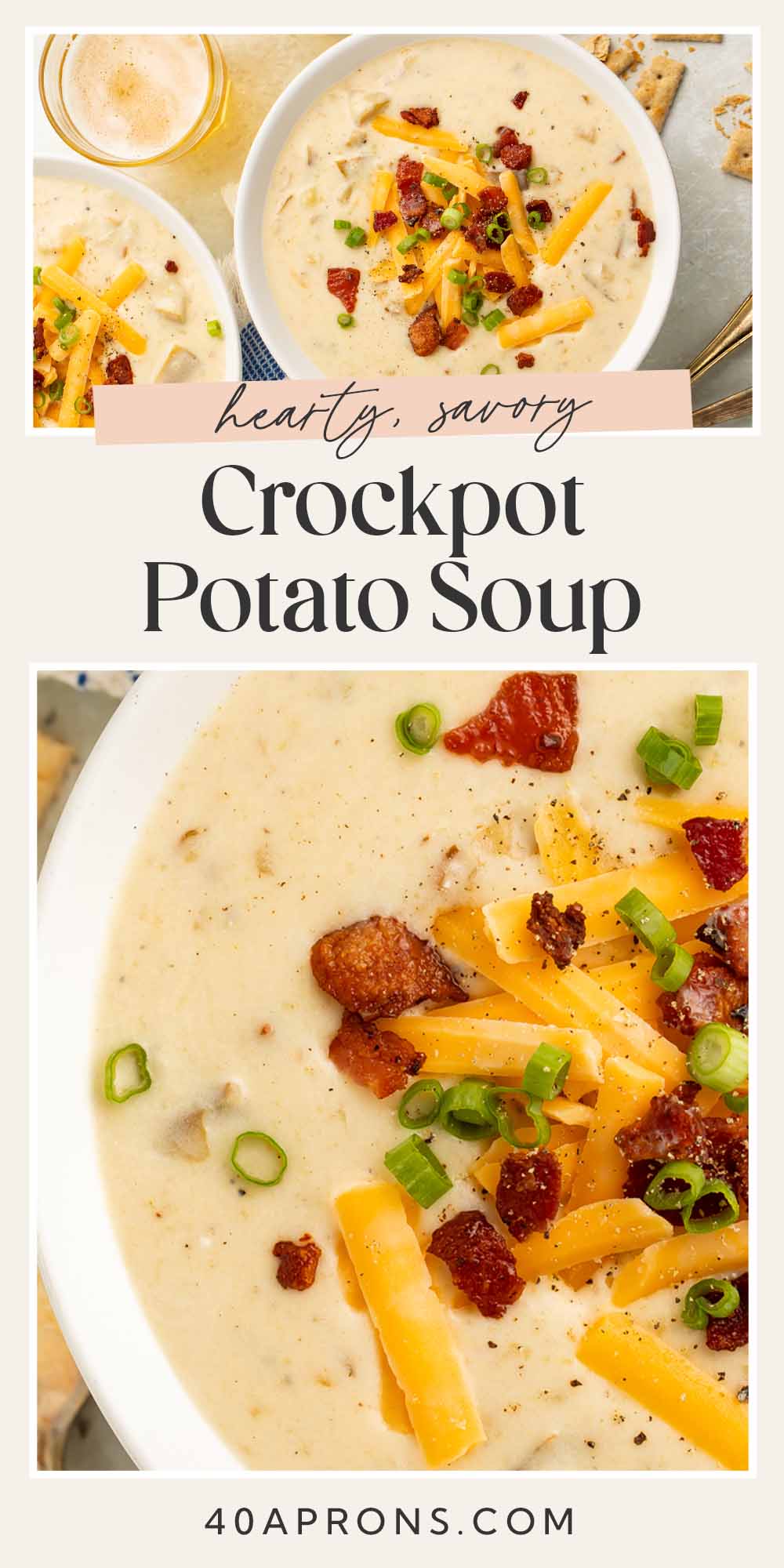 Pin graphic for Crockpot potato soup.