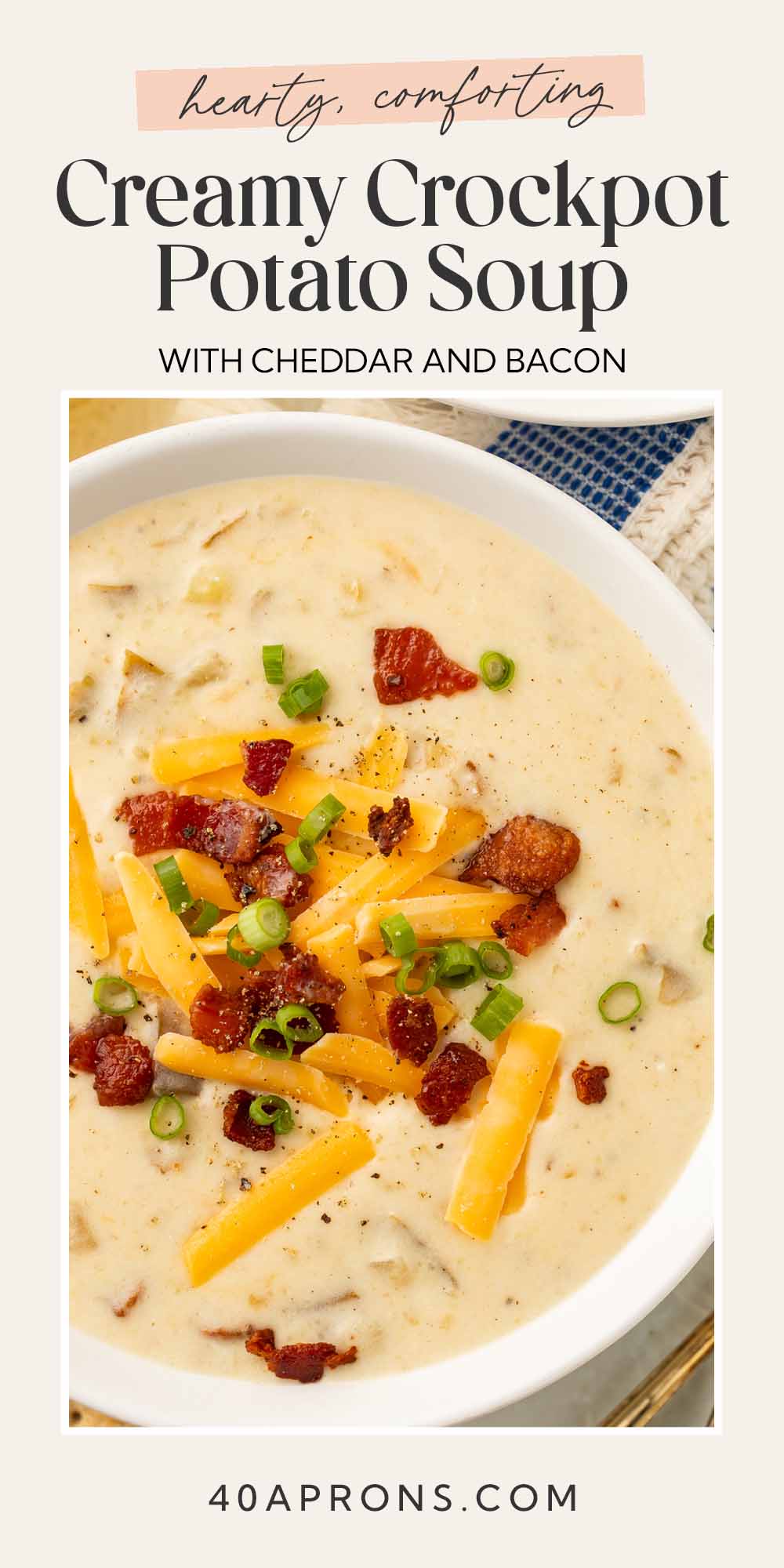 Pin graphic for Crockpot potato soup.